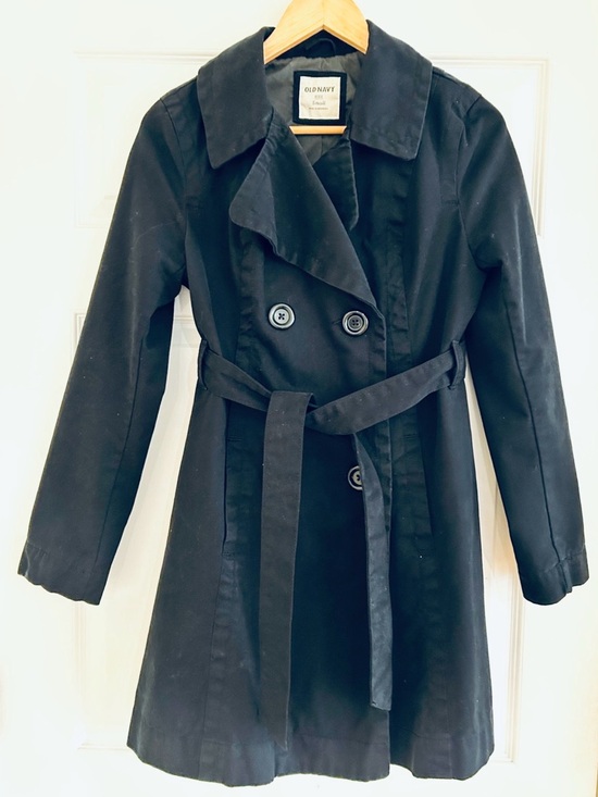 Old Navy Jackets & Blazers - OLD NAVY Black Double-Breasted Trench Coat with Belt